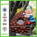 Pine Cone Shape Hanging Bird Nest with Gnome Figurine (NF83014-2)